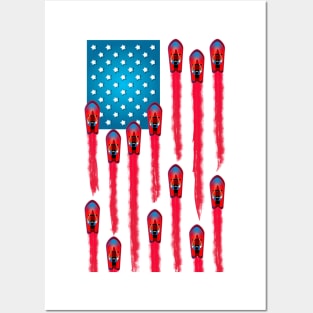 Fun Summer Jet Ski Flag Design Patriotic 4th of July Flag Posters and Art